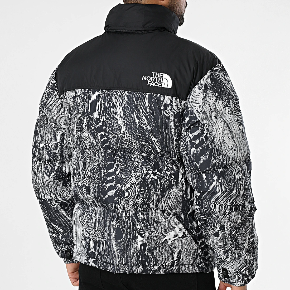 Doudoune Capuche Retro Nuptse 1996 A3C8D Noir Blanc – Image 2